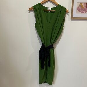 Anthropologie 100% Silk Green Mini Dress